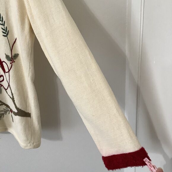 Vintage Y2K Cream Cardinal Cottagecore Cozycore Granny Knitted Cardigan XL - Picture 5 of 11